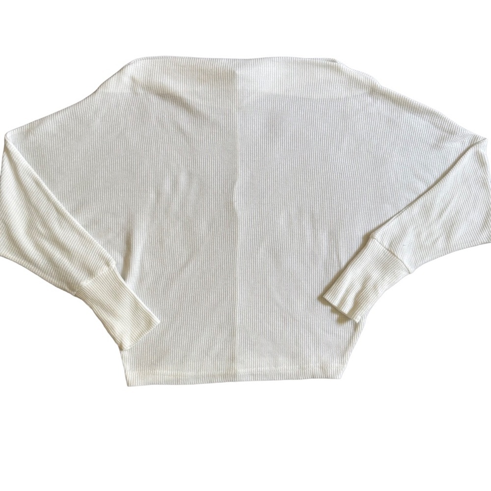 FOREVER 21 WHITE LONG SLEEVE WAFFLE KNIT CASUAL SWEATER SIZE SMALL